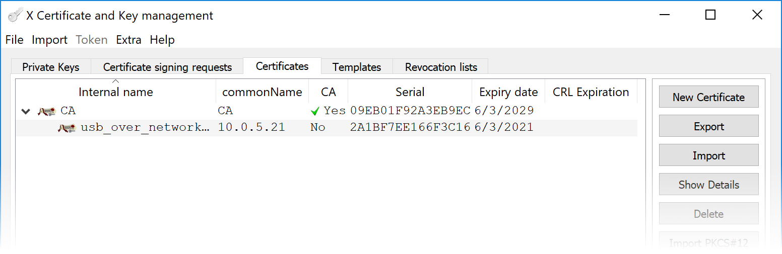 Server Certificate generated