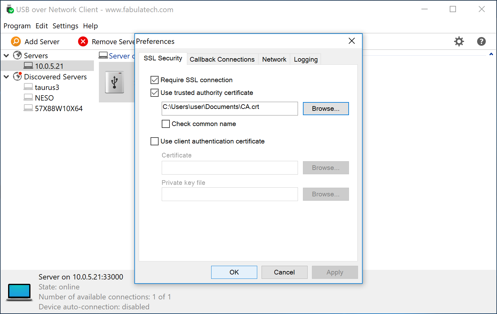 USB over Network Client SSL