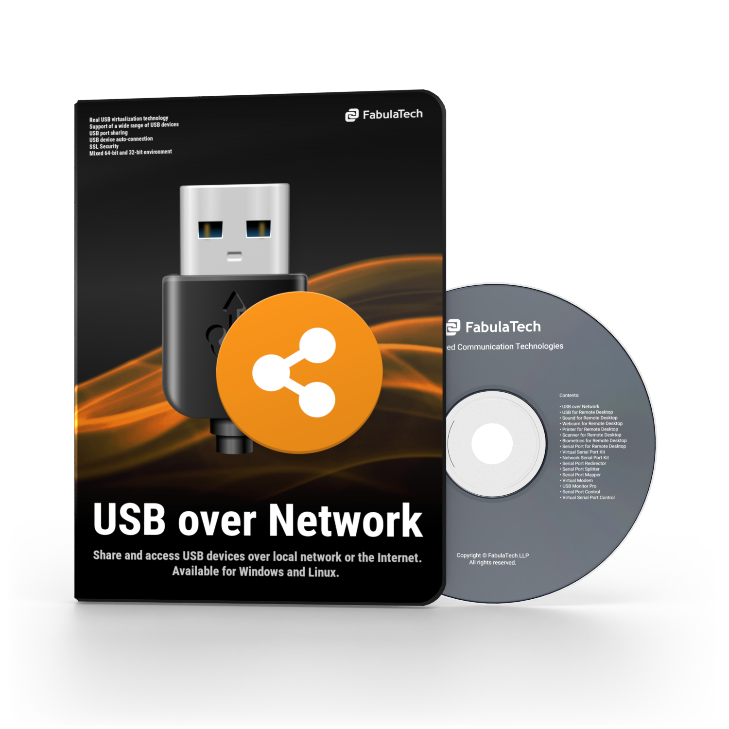 USB over Network Box and CD PNG 750x750