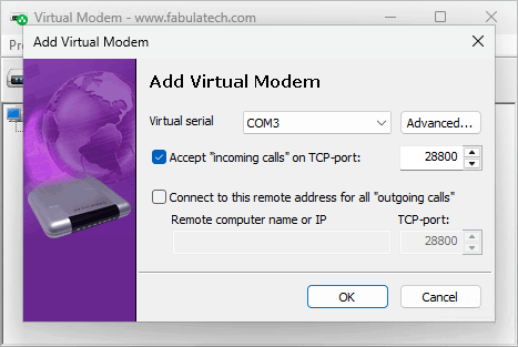 Add Virtual Modem