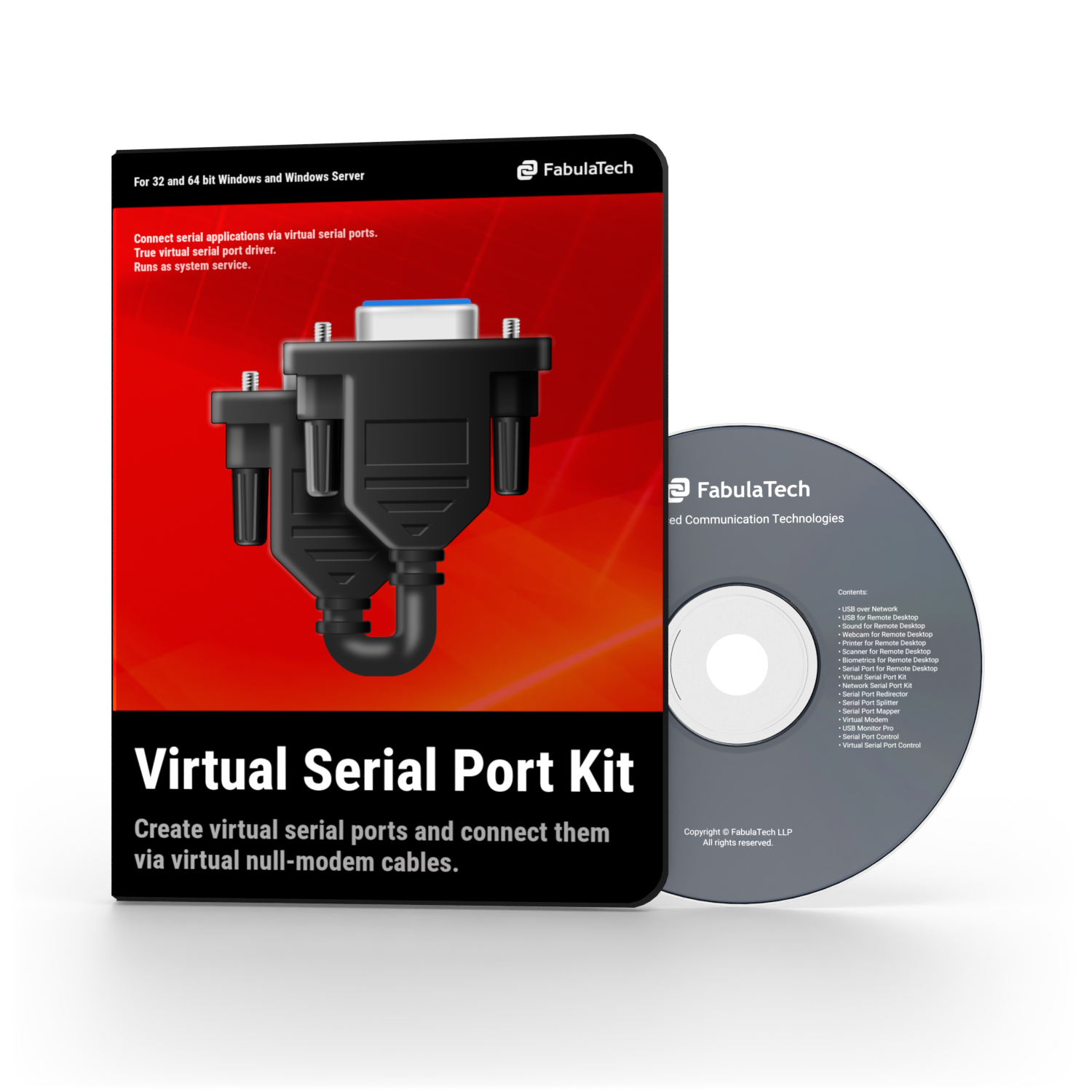 Virtual Serial Port Kit box and CD, printable (png 1500x1500)