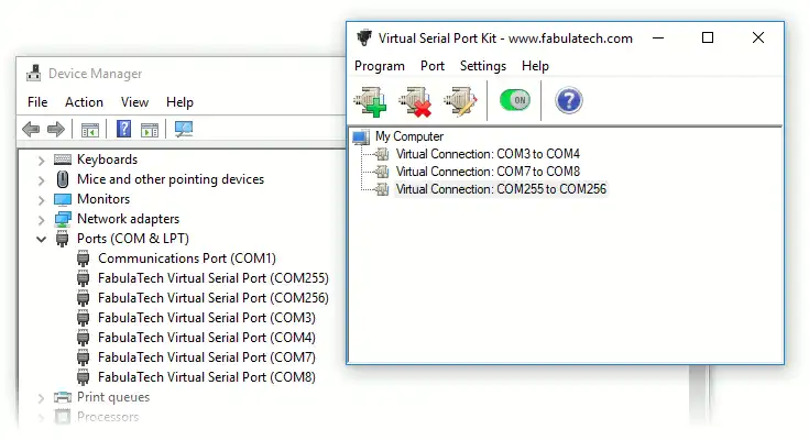 Virtual Serial Port Kit - Create virtual serial ports connected