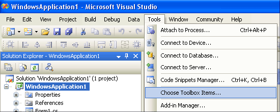 Tools menu