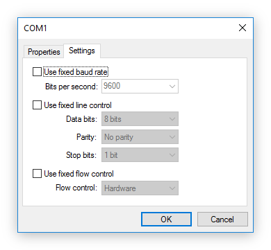 Serial Port Redirector - Fixed Port Settings