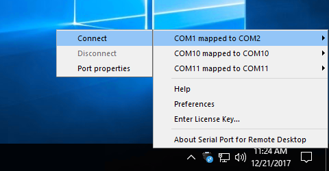 Connect local serial port to Remote Desktop session