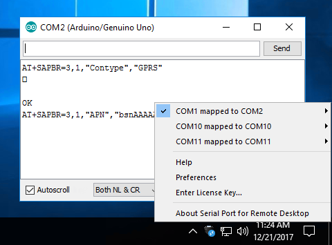 Serial Port for Remote Desktop demo