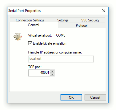 Serial Port Redirector - General Settings