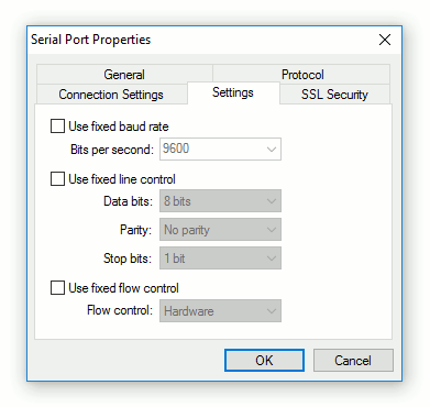 Serial Port Redirector - Fixed Port Settings