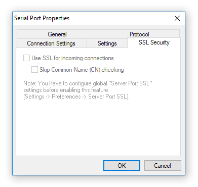 Serial Port Redirector - SSL Settings