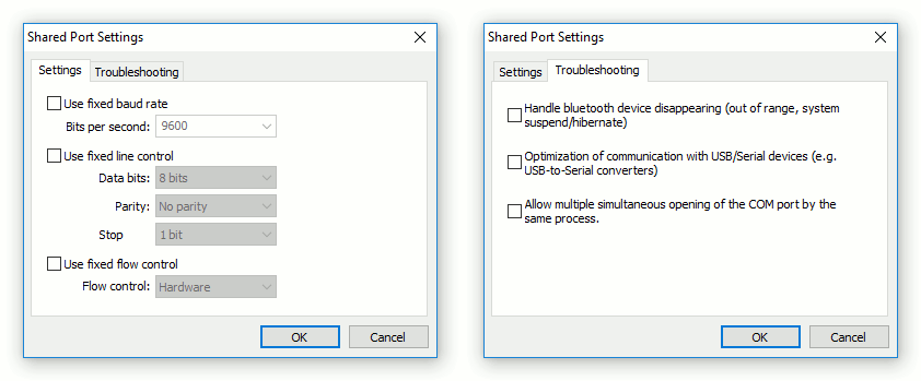 Shared Port Settings