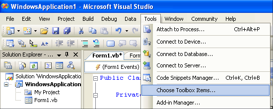 Virtual Serial Port Control Sdk Developer Api Integration Into Development Environment Net Component Integration Microsoft Visual Studio 05 Visual Basic